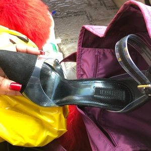 Black heels with see through plastic